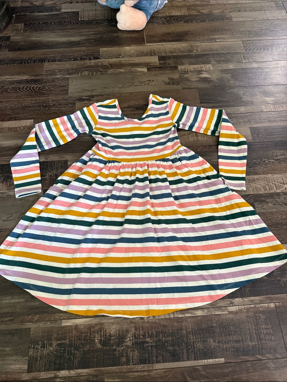 Hanna Andersson Long Sleeve Rainbow Stripe Knit Dress